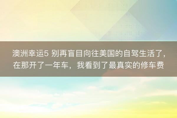 澳洲幸運5 別再盲目向往美國的自駕生活了，在那開了一年車，我看到了最真實的修車費